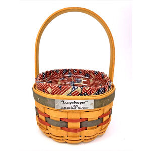 Longaberger 1997 Inaugural Basket w/ Flag Liner & Protector‎ Patriotic